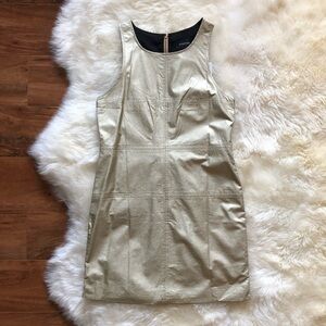 MinkPink Gold Sleeveless Exposed Zip Shift Dress L